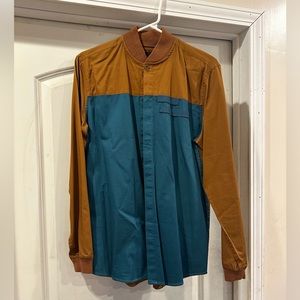 Rust and teal cotton shirt